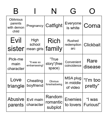 MSA bingo Card