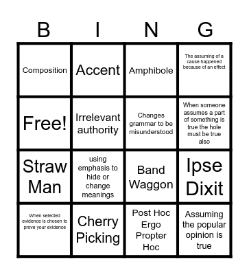 Fallacy Bingo Card