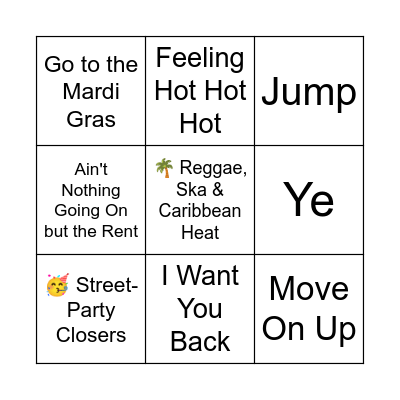 Mardi Gras Bingo Card
