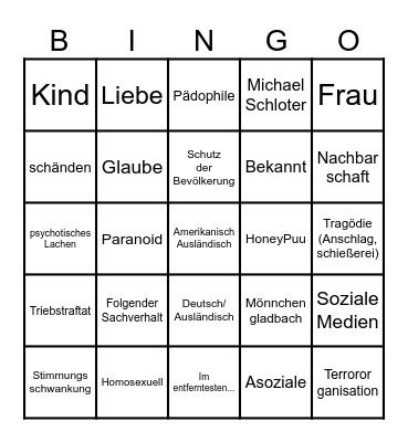 Schloter Bingo Card