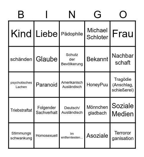 Schloter Bingo Card