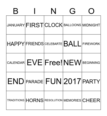HAPPY NEW YEAR !! Bingo Card