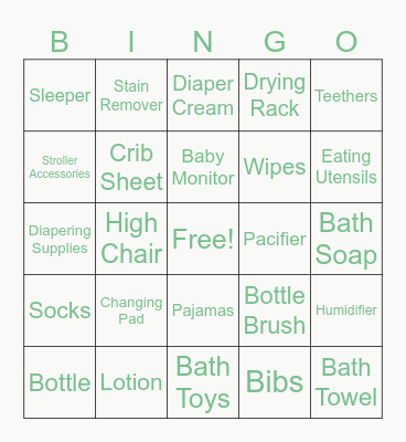 Farm To Cradle Bingo Card