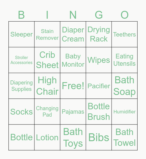 Farm To Cradle Bingo Card