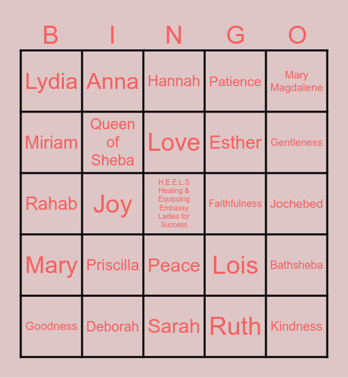 H.E.E.L.S Galentine Bingo Card