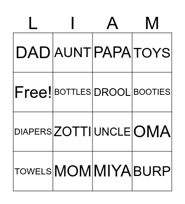 BABY LIAM Bingo Card