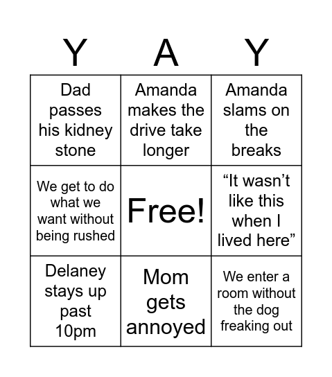 California! Bingo Card