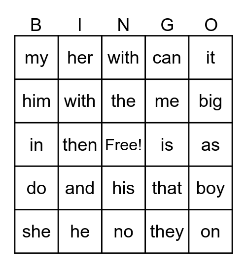 Arlo Bingo Card