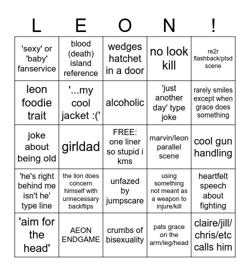 RESIDENT EVIL 9 Bingo Card