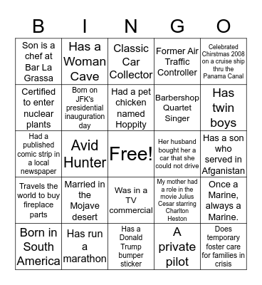 HUMAN BINGO Card