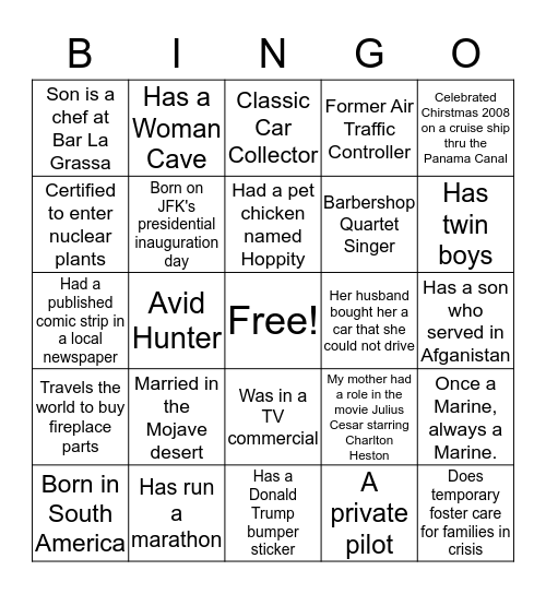 HUMAN BINGO Card