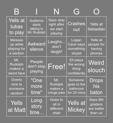 Black Band Bingo Card