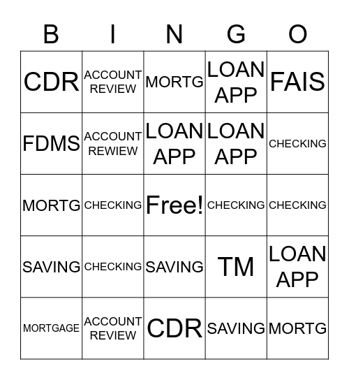 BINGO BANKER Bingo Card