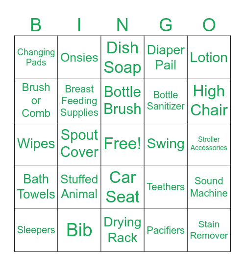 Farm To Crib Bingo Card
