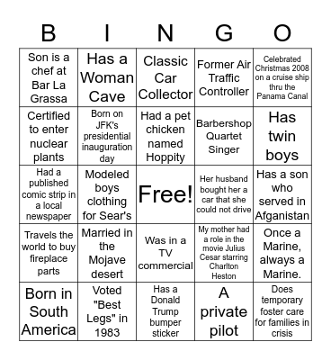 HUMAN BINGO Card