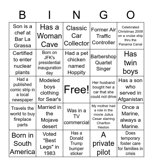 HUMAN BINGO Card