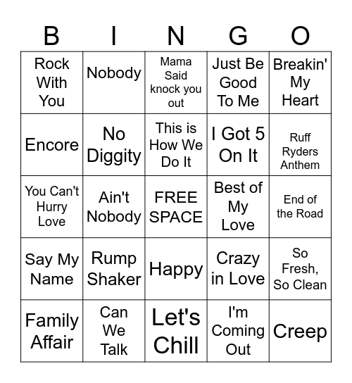 Galentine Music Bingo (Round 1) Bingo Card