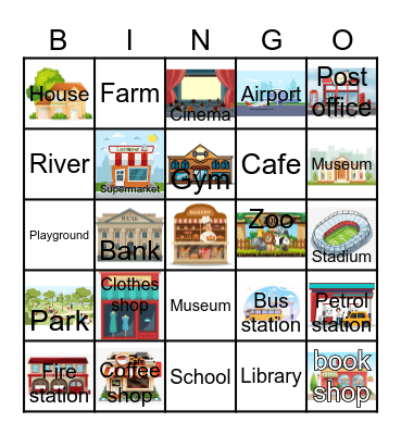 PLACES IN TOWN Bingo Card