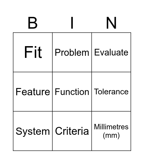 Engineering Principles and Systems Bingo Card