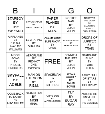 UP, UP & AWAY Bingo Card