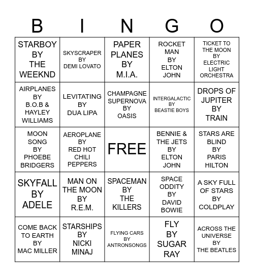 UP, UP & AWAY Bingo Card