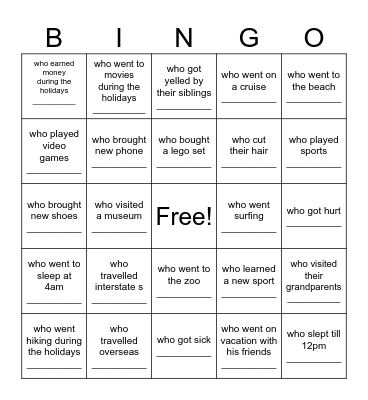 Find Someone... Bingo Card