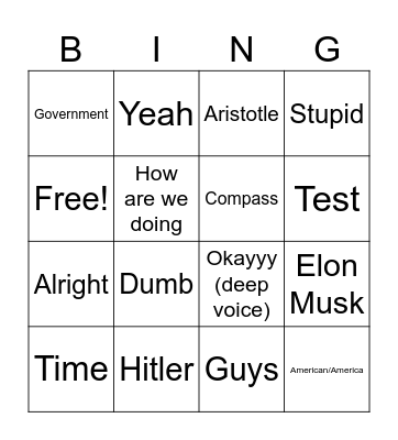 LJ Bingo Card