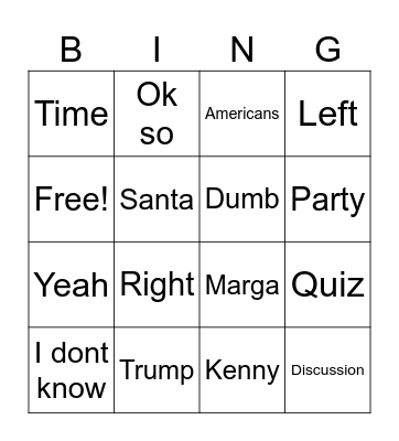 Mr. LJ Bingo Card