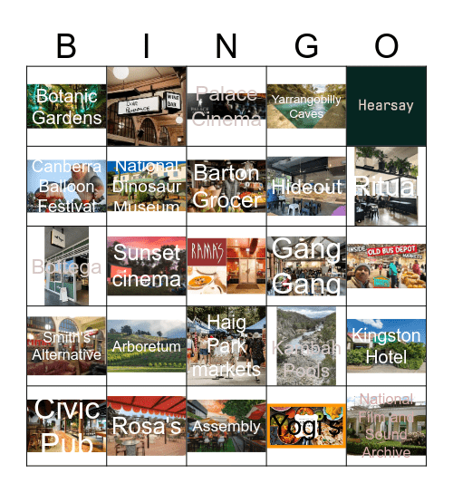 Canberra Bingo Card