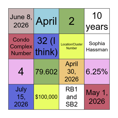 Assessment Bingo Card