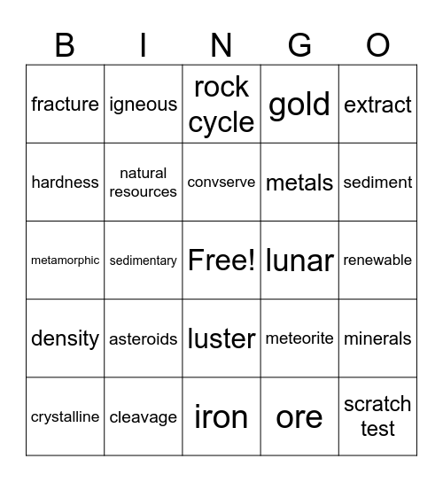 Daily Science Unit 4 Bingo Card