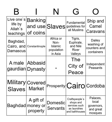 Islamic Civilization Bingo! Bingo Card