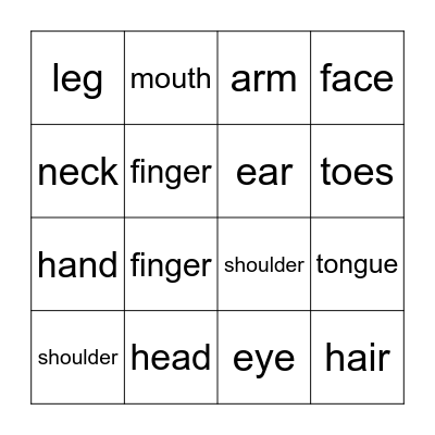 Body Bingo Card