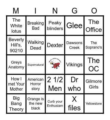 1990/2000 TV SHOW Bingo Card