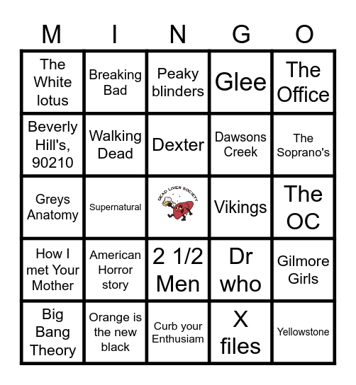 1990/2000 TV SHOW Bingo Card