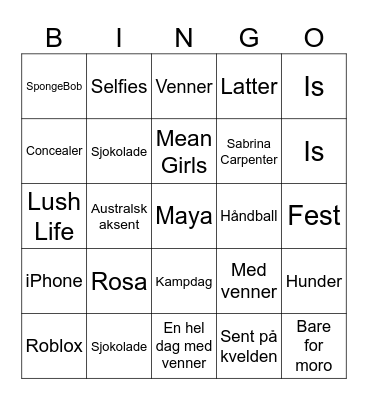 Maya Bingo Card