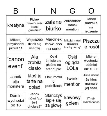 Bjurowe Bingo Card