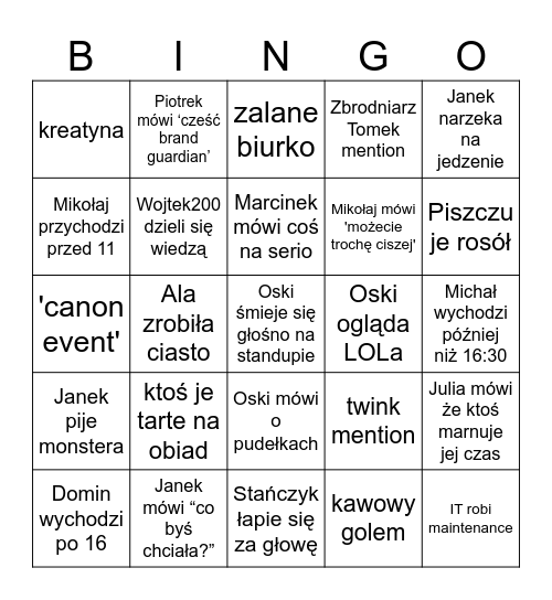 Bjurowe Bingo Card