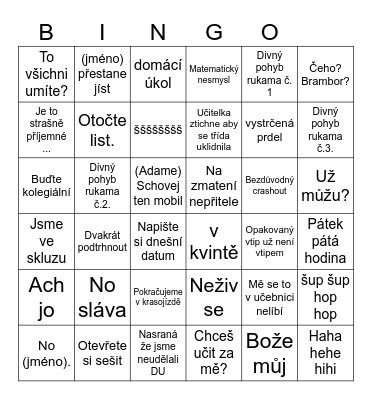 Černá Bingo Card
