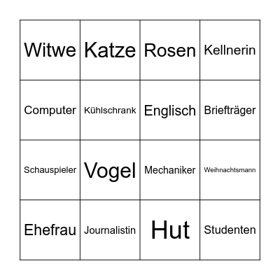 Relativsätze Bingo Card