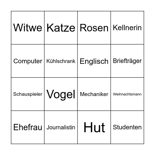 Relativsätze Bingo Card