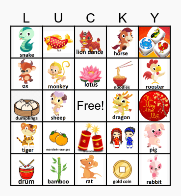 Lunar New Year Bingo Card