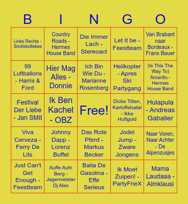 Aprés Ski 2026 Bingo Card