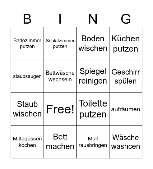 Hausarbeit Bingo Card