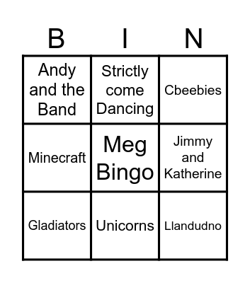 Meg Bingo Card