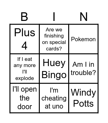 Huey Bingo Card