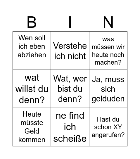 Dennis Bingo Card