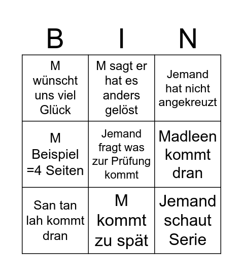 Untitled Bingo Card