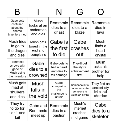 M.C. Soul Link Bingo Predictions Bingo Card