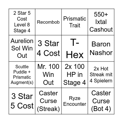 TFT Uniliga Bingo Card
